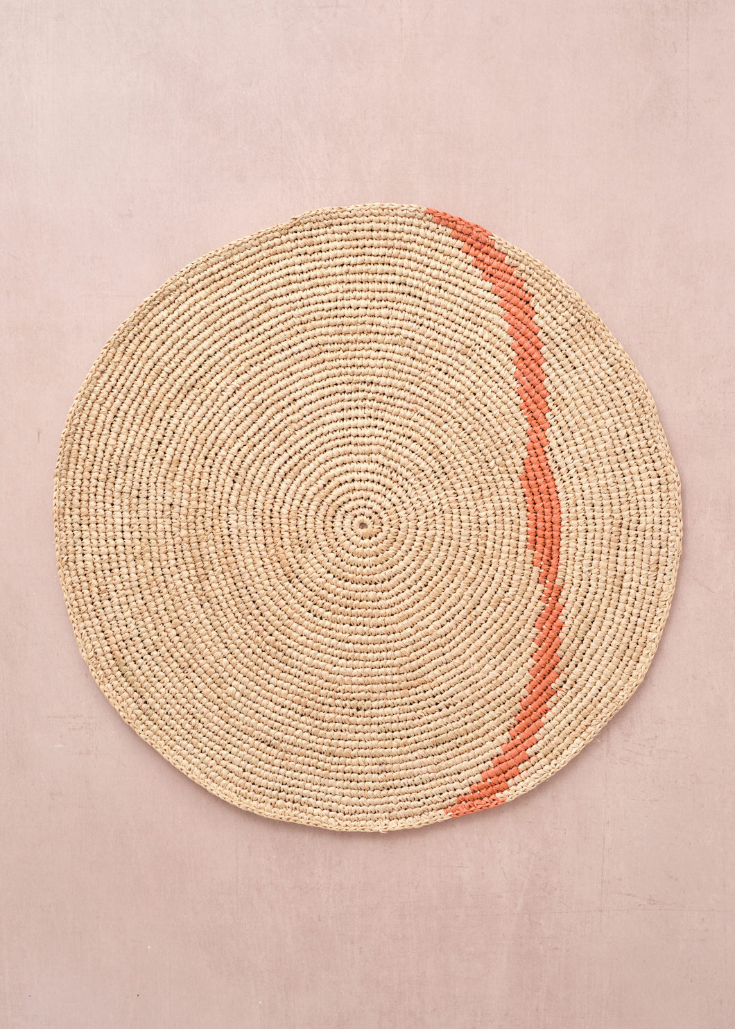 Raffia Placemat Round Coral
