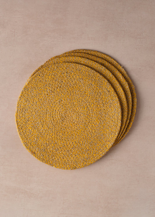 Set of 4 Jute Placemats Yellow