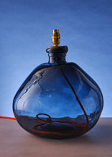 Load image into Gallery viewer, Petrol Blue Recycled Glass Lamp
