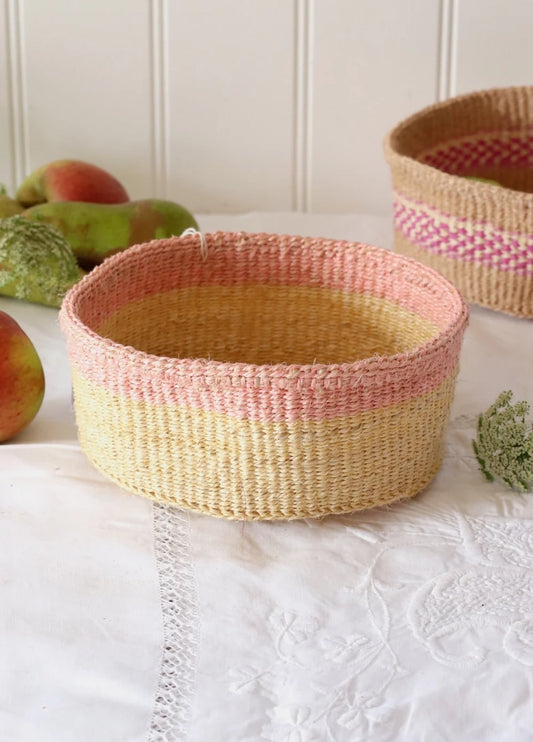 Chiriku Bread Basket Pink & Butter Yellow