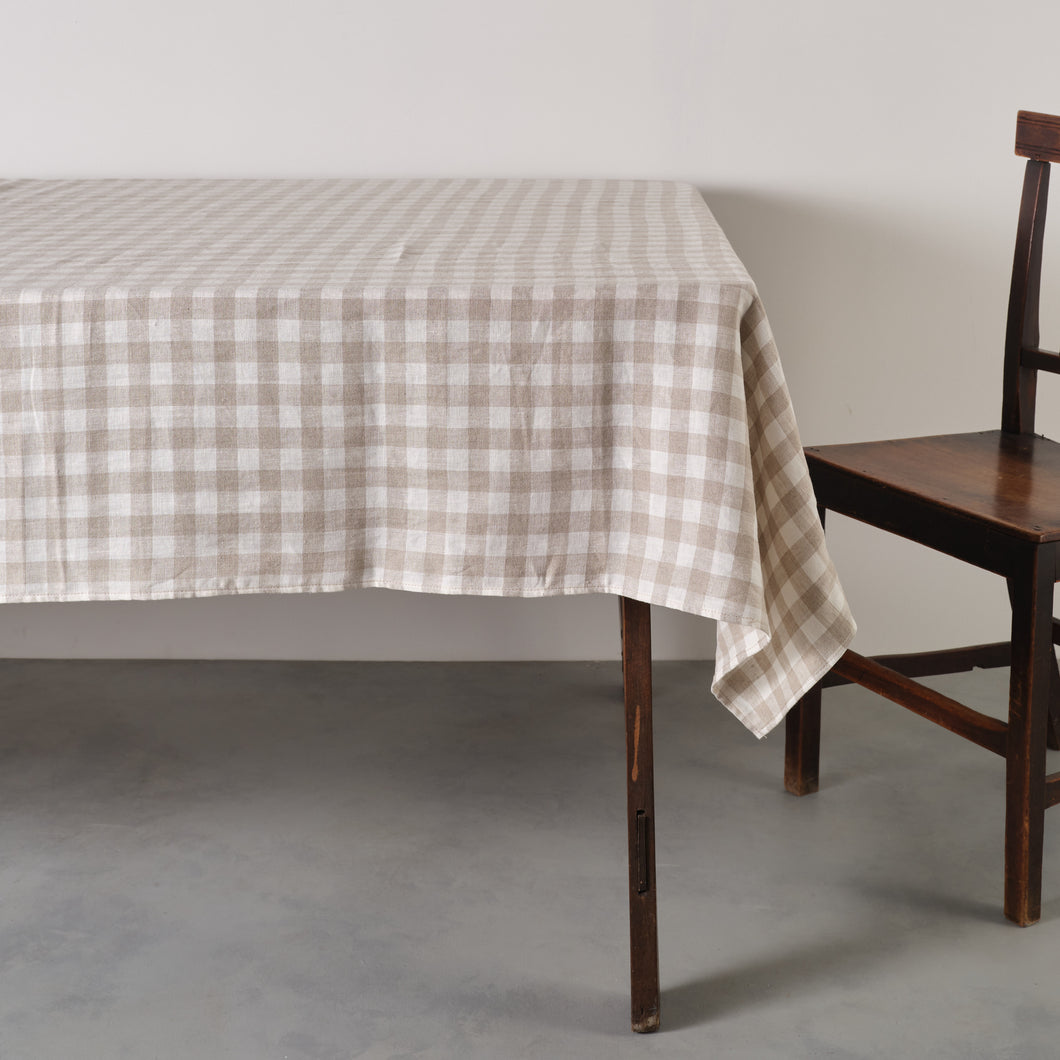 Tablecloth Gingham Natural 250x150