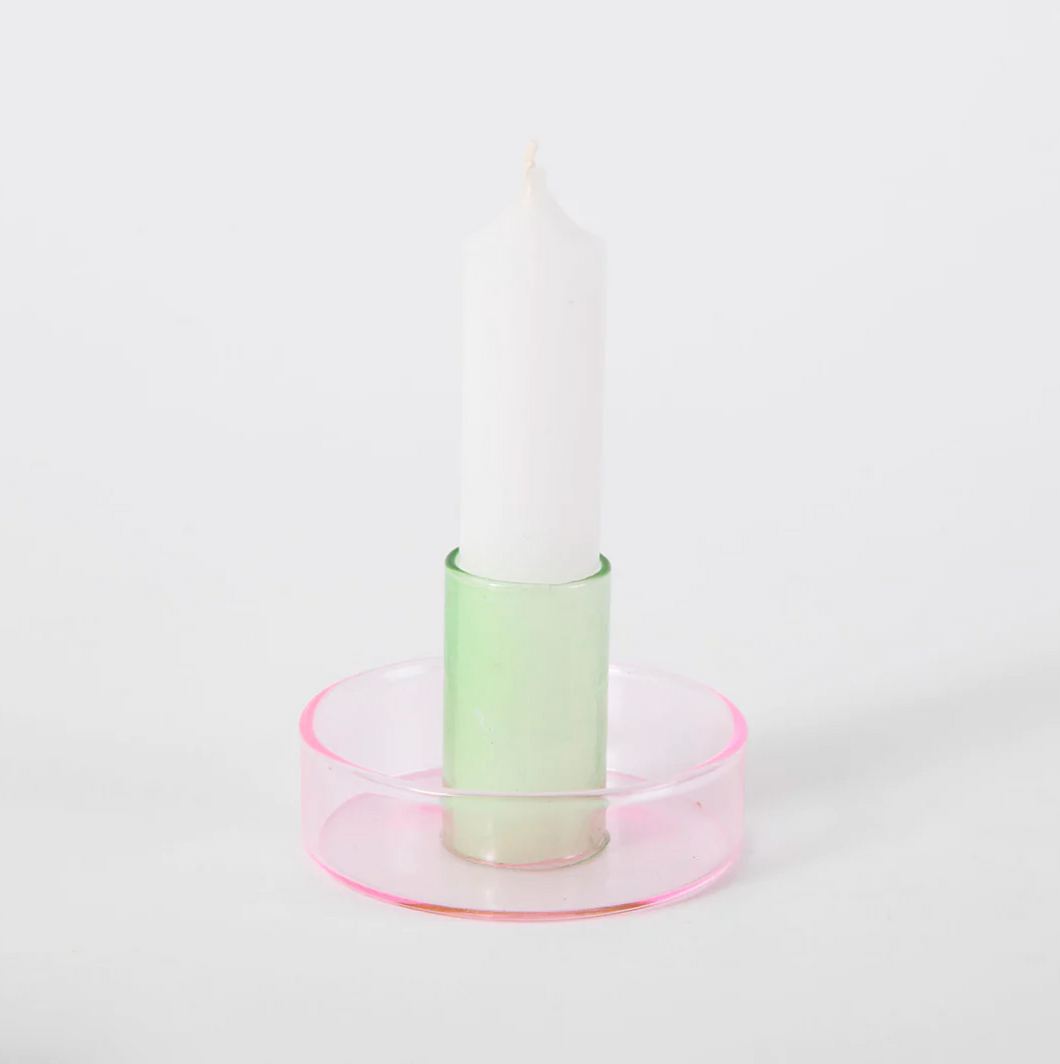Candle Holder Pink & Green