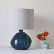 Load image into Gallery viewer, Petrol Blue Recycled Glass Lamp
