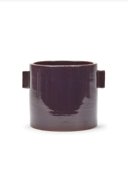 Flower Pot Aubergine Glazed Large