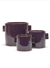 Load image into Gallery viewer, Flower Pot Aubergine Glazed Large
