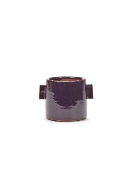 Flower Pot Aubergine Glazed Small