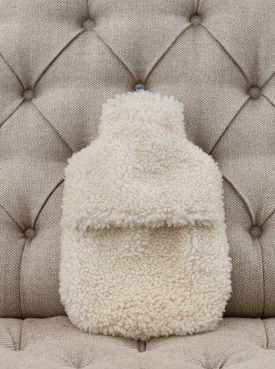 Hot Water Bottle Cover Sheepskin White