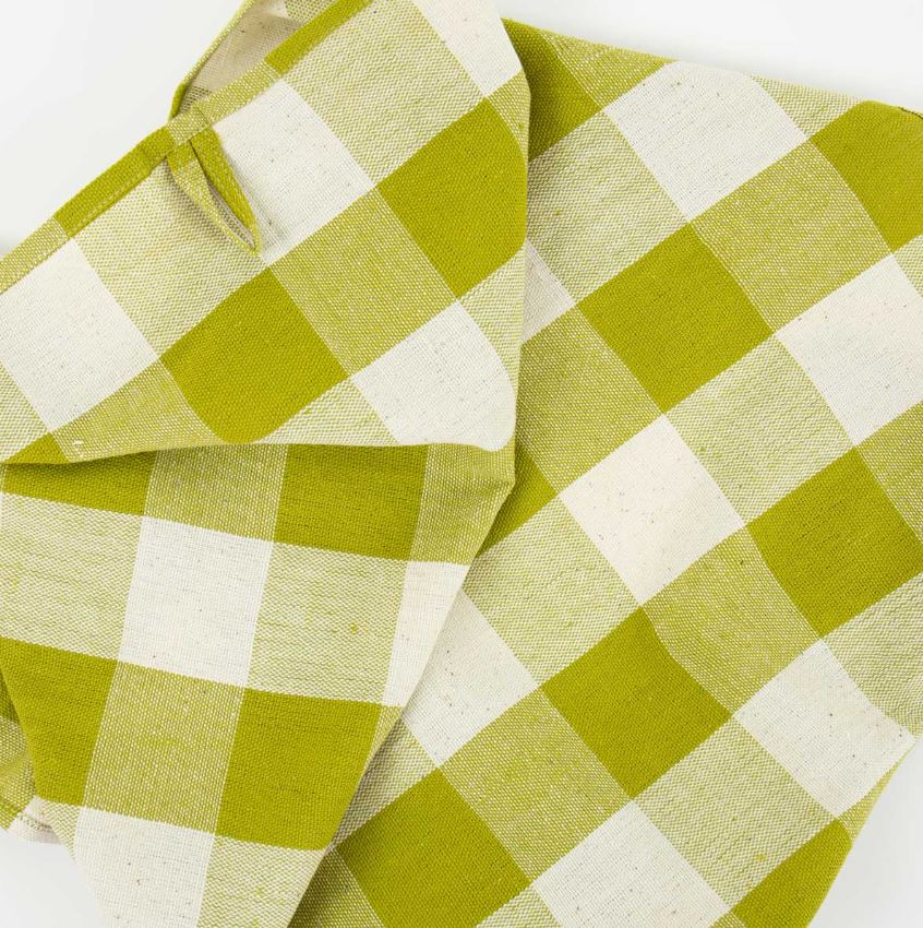 Tea Towel Gingham Green/Off White